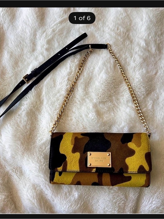 Michael Kors Handbags - Yellow & Brown Camo Chain Crossbody Bag / Clutch